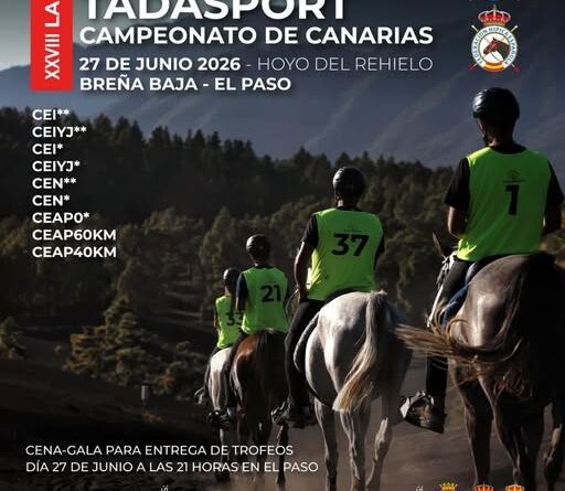 Inscritos en el XXVIII Raid Hípico Internacional Tadasport, en la Palma. Ctº de Canarias de Raid 2026.